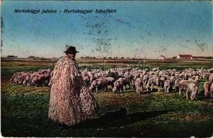 1916 Hortobágy, juhász. Erdélyi udvari fényképész felvétele, Vasúti levelezőlapárusítás 1916. (r)