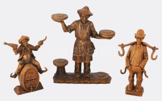 3 darab számozott rezin figurális italtartó, m: 26 cm