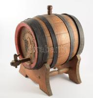 Régi fa kis boroshordó, tartón, 30x32 cm