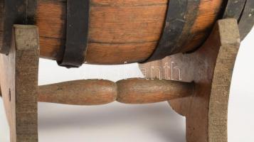 Régi fa kis boroshordó, tartón, 30x32 cm