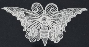 Lepke Halasi csipke, jelzett. üvegezett keretben. 11x 6 cm, / 16x12 cm