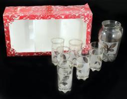 Olasz Moliére boros szett, kancsó és 6 pohár, dobozában,