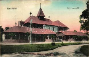 1916 Palics, Palic; Nagyvendéglő, étterem. Schmidt Vilmos kiadása / restaurant (ázott sarkak / wet c...