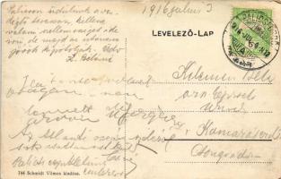 1916 Palics, Palic; Nagyvendéglő, étterem. Schmidt Vilmos kiadása / restaurant (ázott sarkak / wet c...