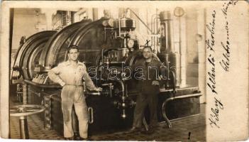 1928 Budapest XIII. Budapest Székesfőváros Elektromos Művei Rt. turbina, munkások, belső. Váci út 72...