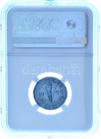 Kanada 1944. 5c krómozott acél "Victory / VI. György" eredeti "NGC" tokban (6319753-007) T:UNC,AU (MS 65) Canada 1944. 5 Cents chromium plated steel "Victory / George VI" in original "NGC" case (6319753-007) C:UNC,AU (MS 65) Krause KM#40a