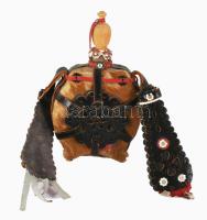 Lószőr borítású fa kulacs. 29 cm