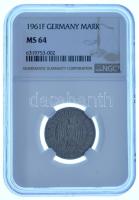 Német Szövetségi Köztársaság 1961F 1M Cu-Ni eredeti "NGC" tokban (6319753-002) T:UNC,AU (MS 64) Federal Republic of Germany 1961F 1 Mark Cu-Ni in original "NGC" case (6319753-002) C:UNC,AU (MS 64) Krause KM#22