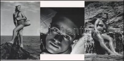 cca 1953 Haár Ferenc (1908-1997) magyar - amerikai fotóművész és fotóriporter felvételei (A tenger lányai c. sorozatból), + hozzáadva a művész fiatalkori önarcképe, 3 db modern nagyítás, jelzés nélkül, 21x15 cm