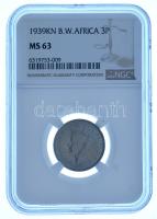 Brit Nyugat-Afrika 1939KN 3p "VI. György" Cu-Ni eredeti "NGC" tokban (6319753-009) T:UNC,AU (MS 63) British West Africa 1939KN 3 Pence "George VI" Cu-Ni in original "NGC" case (6319753-009) C:UNC,AU (MS 63) Krause KM#21