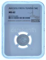 Tunézia 1907A 50c Ag eredeti "NGC" tokban (6319753-003) T:AU (MS 62) Tunisia 1907A 50 Centimes Ag in original "NGC" case (6319753-003) C:AU (MS 62) Krause KM#237