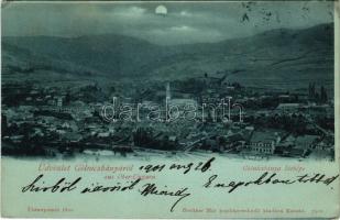 1901 Gölnicbánya, Göllnitz, Gelnica; látkép este holdfényben. Breitner Mór kiadása / general view at...