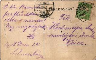 1908 Selmecbánya, Schemnitz, Banská Stiavnica; Deák Ferenc utca, szálloda, piac, üzletek. Joerges ki...