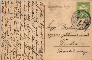 1916 Nagyszombat, Tyrnau, Trnava; Rákóczy (Rákóczi) Ferenc utca, Takarékpénztár, üzletek / street vi...