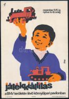 1965 Játékkiállítás a BNV területén lévő könnyűipari pavilonban, 1964, villamosplakát, papír, jelzet...