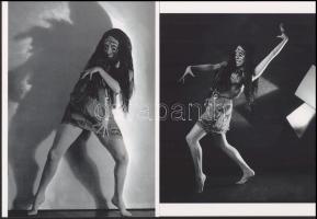 cca 1928 Rudolf Koppitz (1884-1936) osztrák fényképész és fotóművész felvételei (Maszkos táncos I-II), 2 db modern nagyítás, jelzés nélkül, 21x15 cm