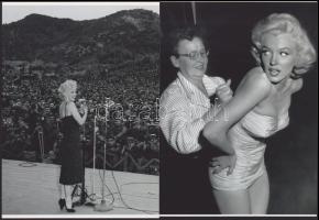 cca 1955 Marilyn Monroe (korábban Norma Jeane) (1926-1962) amerikai színésznőről és fotómodellről készült felvételek, 2 db modern nagyítás, jelzés nélkül, 21x15 cm
