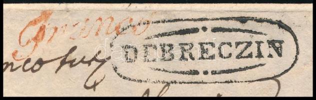 1824 Magyar nyelvű levél teljes tartalommal "DEBRECZIN" + piros "Franco" (Müller...