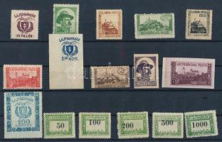 Nyugat-Magyarország VII. 1921 11 értékes alapsor (3 bélyeg vágott) + 5 értékes portó sor eltolódott értékszámokkal, Bodor vizsgálójellel