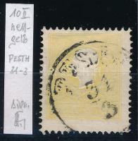 1858 2kr II. világos sárga, erős elfogazás, alsó ívszéli darab / light yellow, shifted perforation, ...