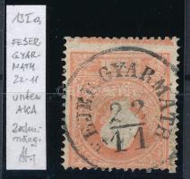 1858 5kr I. erős elfogazás, alul Andráskereszt végződés / shifted perforation, St. Andrew's cro...