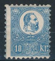 1871 Kőnyomat 10kr V. típus, POSTATISZTA eredeti gumival (kopott gumifelületek), képbe fogazva, mind...