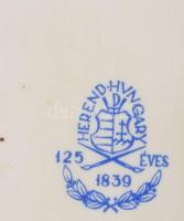 Herendi lila Viktória mintás porcelán cipő, jelzett, hibátlan, h: 10,5 cm