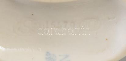 Jelzett antik porcelán gyermekpár figura, m: 10,5 cm