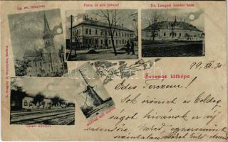 1899 Szarvas, Evangélikus templom, Posta és adóhivatal, Dr. Lengyel Sándor háza, vasútállomás, szélm...