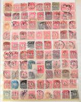 Rendezetlen bélyegzett Krajcáros tétel kb 540 bélyeg A/4-es berakó 6 oldalán + Postatakarék és Sürgő...