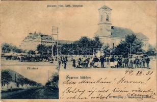 1899 Szarvas, Piactér, Római katolikus templom, Fő utca. R. Rozgony J. fényképész kiadása (Rb)