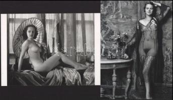 cca 1920 Alfred Cheney Johnston (1885-1971) amerikai fotográfus felvételei, aki főleg Ziegfeld Follies Broadway-i show-műsoraiban szereplő hölgyeket fényképezett, 2 db modern nagyítás, jelzés nélkül, 21x15 cm és 15x21 cm