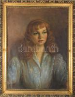 Fried Pál jelzéssel: Női portré, olaj, vászon. Dekoratív, kissé sérült fakeretben. 80x60 cm.