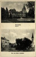 1939 Komját, Komjatice; Zámok, Rím. kat. skola s kostolem / Gróf Nemes László kastélya, római katolikus iskola és templom / castle, school, church (EB)