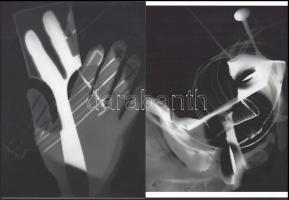 cca 1930 Moholy-Nagy László (1895-1946) magyar - német - amerikai fotográfus fotogramjai, 2 db modern nagyítás, jelzés nélkül, 21x15 cm
