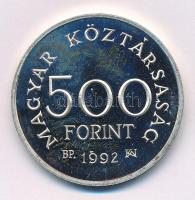 1992. 500Ft Ag "Károly Róbert" kapszulában T:UNC (eredetileg PP) folt, kis patina Adamo EM123