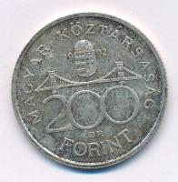 1992. 200Ft "MNB" Ag T:AU,XF patina Adamo F13