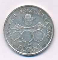 1992. 200Ft Ag "MNB" T:XF patina Adamo F13