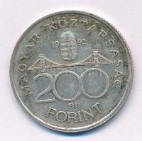 1992. 200Ft Ag "MNB" T:XF patina Adamo F13