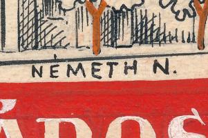 Németh Nándor (1910-1978): Gyöngyös város 600 éves ünnepe, 1936 (plakátterv). Tempera, tus, papír, j...