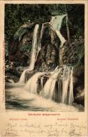 1905 Stájerlak, Steierlak, Stájerlakanina, Steierdorf, Anina; Koronini vízesés. Hollschütz F. kiadása / waterfall + "ORAVICZA - JASSENOVA 210. SZ." vasúti mozgóposta bélyegző