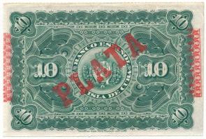 Kuba 1896. 10P vörös "PLATA" felülbélyegzéssel a hátoldalán, "759840" T:XF
Cuba...