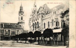 1909 Nagyvárad, Oradea; Görög katolikus püspöki palota, Verseny áruház. Sonnenfeld Adolf kiadása / Greek Catholic bishop's palace, shop (fl)