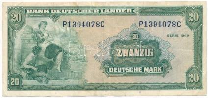 Német Szövetségi Köztársaság 1949. 20M "P1394078C" T:F Federal Republic Germany 1949. 20 Mark "P1394078C" C:F Krause 17.