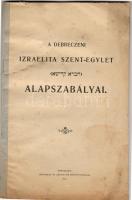 1905 A debreceni izraelita szent-egylet alapszabályai, Hoffmann és Kronovitz könyvnyomdája Debrecen / Grundregeln des israelit. Heiligen-Vereins Debrecen, Buchdruckerei Hoffmann und Kronovitz