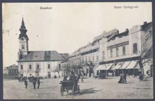 Zombor St György square with the shop of Ráczits and Czurkusits