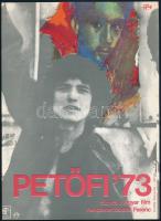 Lakner László (1936-): Petőfi '73, rendezte: Kardos Ferenc, filmplakát, villamosplakát, ofszet, papír, Offset-nyomda, jelzett a plakáton, 23x17 cm