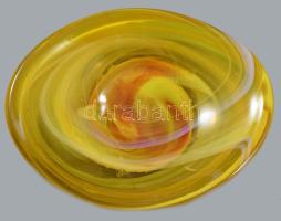 Murano anyagában színezett ovális tál, jelzés nélkül, hibátlan, 24x19 cm