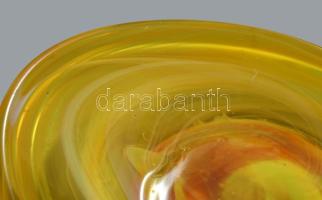 Murano anyagában színezett ovális tál, jelzés nélkül, hibátlan, 24x19 cm