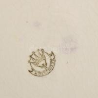 Hollóházi antik leveskínáló, fedél nélkül, jelzett, mázhibákkal, 25x14 cm